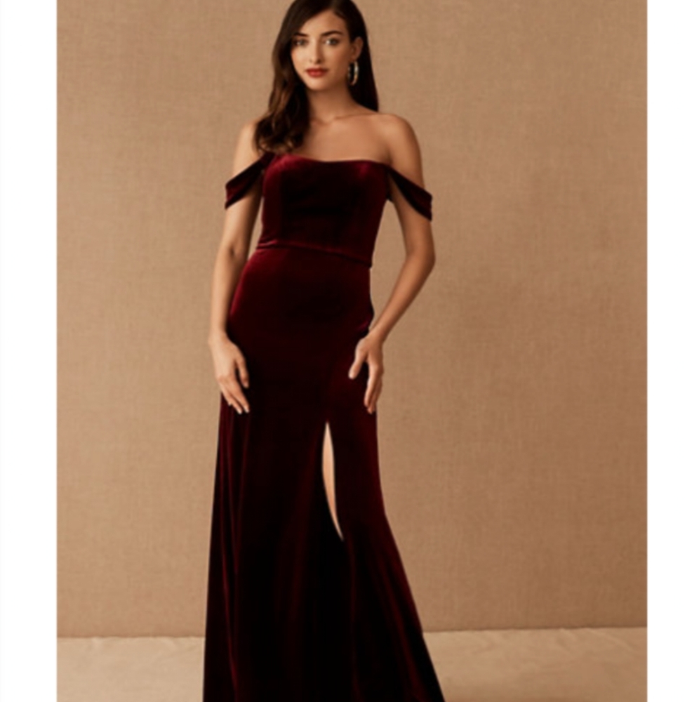 BHLDN Jenny Yoo Issa Velvet Dress in Dark Berry -- NOT TTS